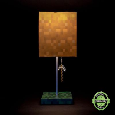 Minecraft Grass Block Desk Lamp With Pickaxe 3D Puller  14 Inches Tall Image 1