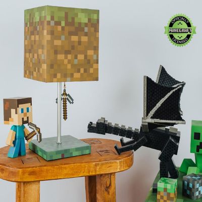 Minecraft Grass Block Desk Lamp With Pickaxe 3D Puller  14 Inches Tall Image 2
