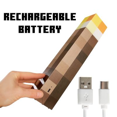Minecraft Led Torch Lamp - 11&amp;#8221; Brownstone Pixel Replica, 4 Light Modes Image 3