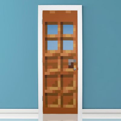 Minecraft Oakdoor Fabric Door Cling  34 x 82 Inches Image 1