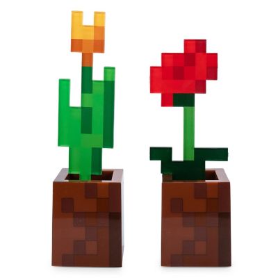 Minecraft Orange Tulip and Poppy Flower Pot Mood Lights  Set of 2 Image 1