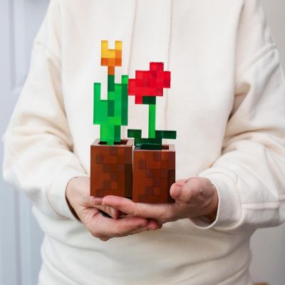 Minecraft Orange Tulip and Poppy Flower Pot Mood Lights  Set of 2 Image 2