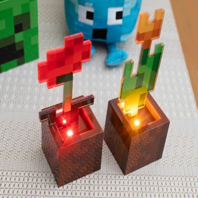 Minecraft Orange Tulip and Poppy Flower Pot Mood Lights  Set of 2 Image 3