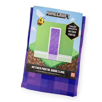 Minecraft Purple Nether Portal Gateway Fabric Door Cling  34 x 82 Inches Image 1