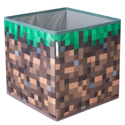 Minecraft Small Ottoman - Pixel Grass Block Collapsible Storage Footrest Box Image 3