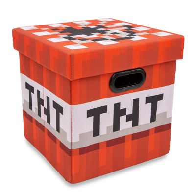 Minecraft TNT Block Fabric Storage Bin Cube Organizer with Lid  13 Inches Image 1