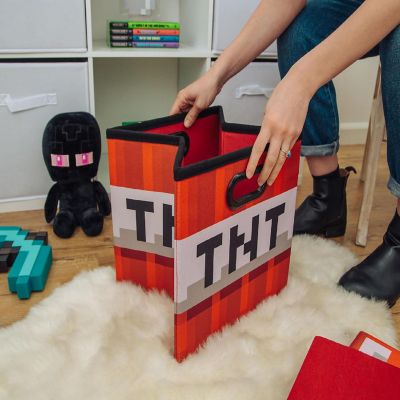 Minecraft TNT Block Fabric Storage Bin Cube Organizer with Lid  13 Inches Image 2