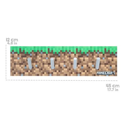 Minecraft Wooden Coat Rack - Wall-Mounted With 4 Peg Hooks, Pixel Design Image 2
