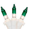 Mini Christmas Light Set - Clear with Green Tip - 10' White Wire - 50ct Image 1