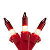 Mini Christmas Light Set- Clear with Red Tips - 10' Red Wire - 50ct Image 1