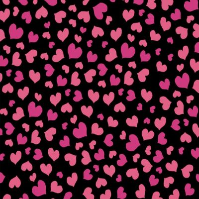 Mini Hearts Black with Pink Hearts Cotton Fabric by Loralie Designs Image 1