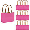 Mini Hot Pink Kraft Paper Gift Bags - 12 Pc. Image 1