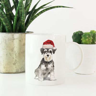 Mini Schnauzer Santa Hat Ceramic Mug Image 1
