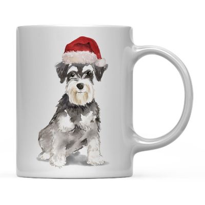 Mini Schnauzer Santa Hat Ceramic Mug Image 2