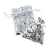 Mini Silver Metallic Organza Drawstring Bags - 12 Pc. Image 1