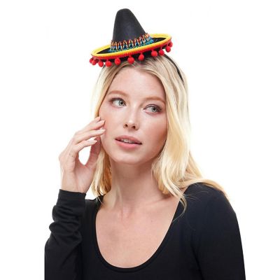 Mini Sombrero Hat Costume Headband  Black Image 1