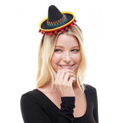 Mini Sombrero Hat Costume Headband  Black Image 2