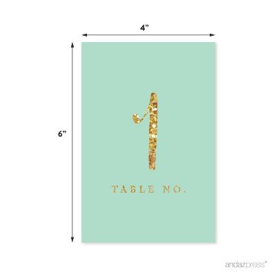 Mint Gold Glitter Table Numbers 1-20 Image 1