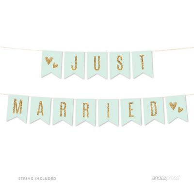 Mint Gold Just Married - 4 x 5.5 Inch Image 1