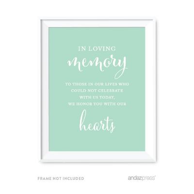 Mint Green In Loving Memory Sign 8.5x11 Image 1