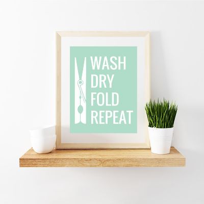 Mint Green Laundry Wash Dry Fold 8.5x11 Image 1