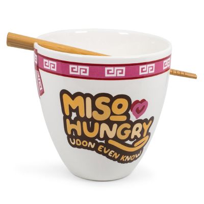 Miso Hungry Japanese Dinnerware Set  16-Ounce Ramen Bowl and Chopsticks Image 1