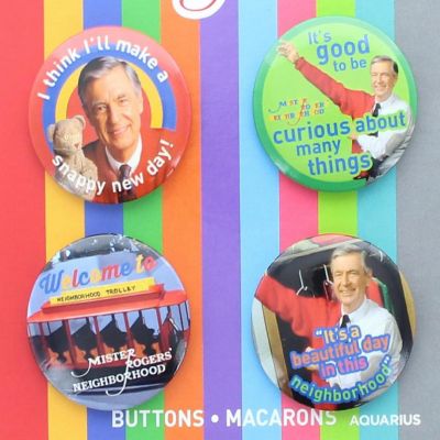 Mister Rogers Carded Button Pin 4 Pack Image 2