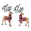 Mistletoe Antler Deer Figurine (Set Of 2) 7"L X 14.5"H, 9.25"L X 14.75"H Resin/Metal Image 1