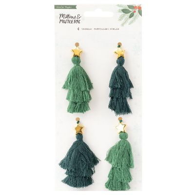 Mittens &amp; Mistletoe Tassels 4/Pkg-W/Charms Image 1