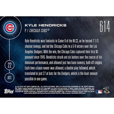 MLB Chicago Cubs Kyle Hendricks #614 2016 Topps NOW Trading Card Image 1