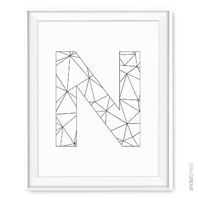 Modern Black White Geometric N 8.5x11 Image 1