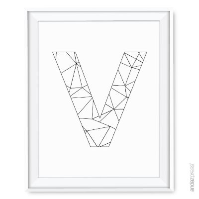 Modern Black White Geometric V 8.5x11 Image 1
