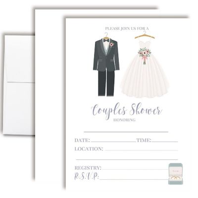 Modern Bride and Groom Couples Shower Party Invitations Image 1