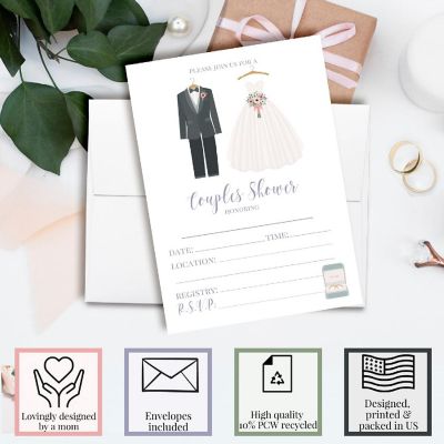Modern Bride and Groom Couples Shower Party Invitations Image 2