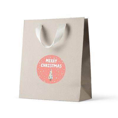 Modern Coral Mint Christmas Tree Labels Image 1