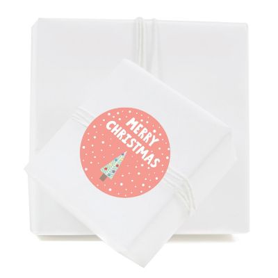 Modern Coral Mint Christmas Tree Labels Image 2