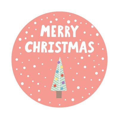Modern Coral Mint Christmas Tree Labels Image 3