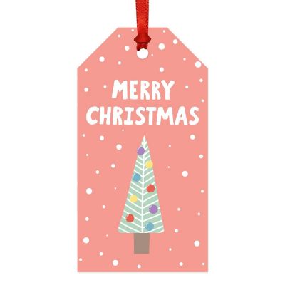 Modern Coral Mint Christmas Tree Tags Image 3