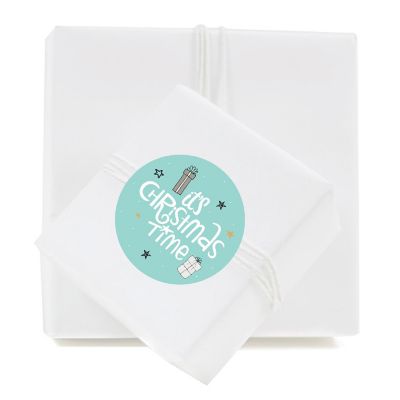 Modern Gray Aqua Christmas Gift Labels Image 2