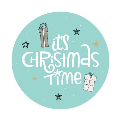 Modern Gray Aqua Christmas Gift Labels Image 3