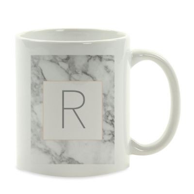 Modern Gray Marble Letter R mug Image 2