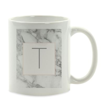 Modern Gray Marble Letter T mug Image 2
