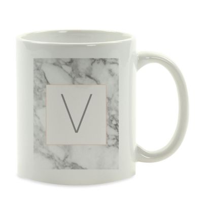 Modern Gray Marble Letter V mug Image 2