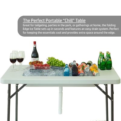 Modern Home 4' Portable Folding Party Ice Bin Table with Edge and Skirt - White Image 2
