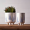 Modern Pine Tree Planter With Legs (Set Of 2) 4"D X 6"H Dolomite Image 1