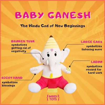 Modi Toys Baby Ganesh Mini Plush - 7" Image 2