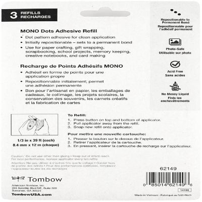 Mono Adhesive Dots Refill Permanent Value Pack 3/Pkg-.33"X39' Each, For Use In 62147 Image 2