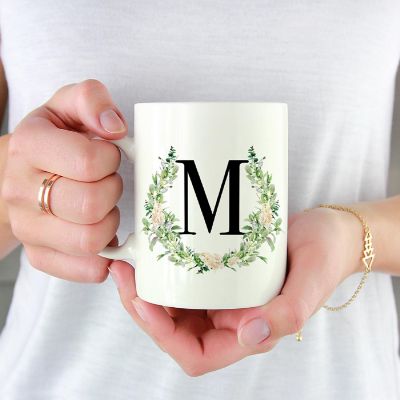 Monogram M Ceramic Mug Garden Green Image 1