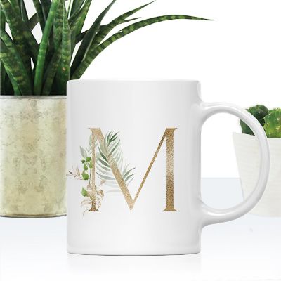 Monogram M Ceramic Mug Gold Palm Image 1