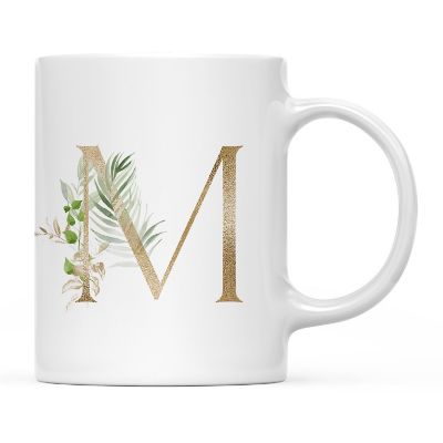 Monogram M Ceramic Mug Gold Palm Image 2